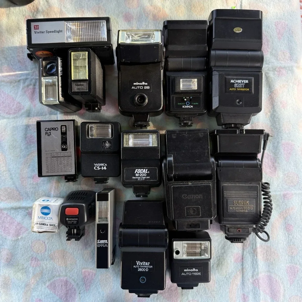 100+ Piece Lot of Camera Lenses,Filters,Extensions, Accessories & Flash-Untested